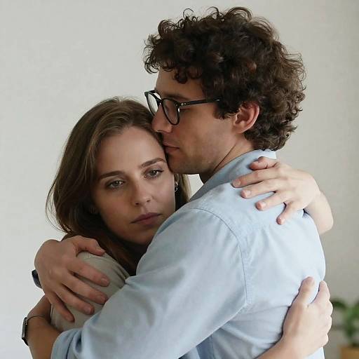 Intimate Indoor Hugging Moment