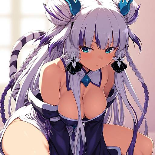 Illustration of Haku (p&d), puzzle & dragons in the style of Takemura sessyu