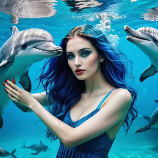 Underwater Woman with Dolphins