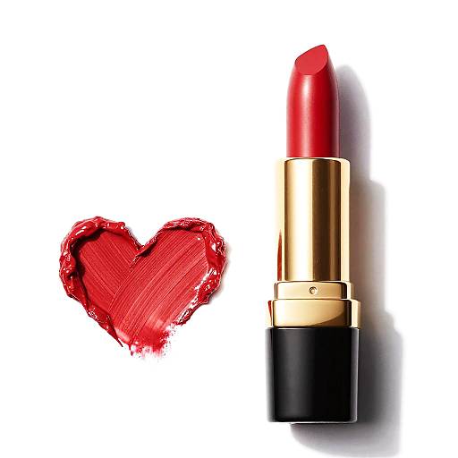 Minimalist Red Lipstick and Heart Smear