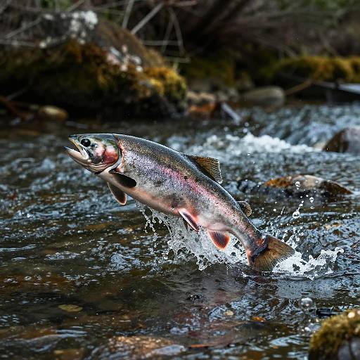 Salmon Leaping in Wilderness River