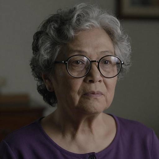 Close-Up of Elderly Woman in Purple