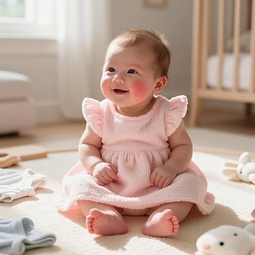 Smiling Newborn in Cozy Nursery