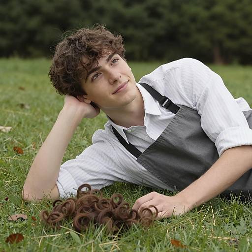 Relaxing Young Man in Green Grass