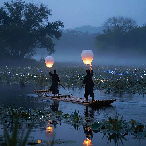 Mist-Shrouded Luminescent Marsh Lantern Journey