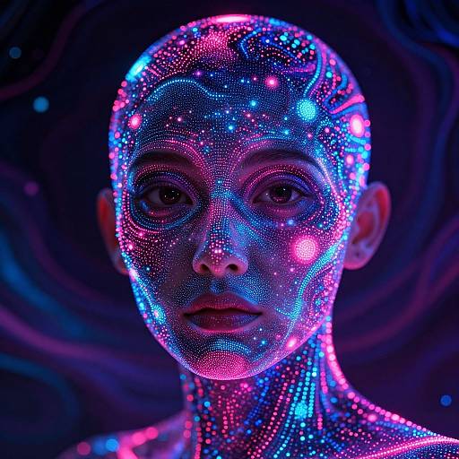 Hyper-Realistic Neon Solar Portrait