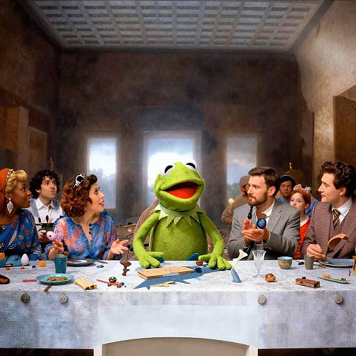 Kermit the Frog at the Last Supper Table