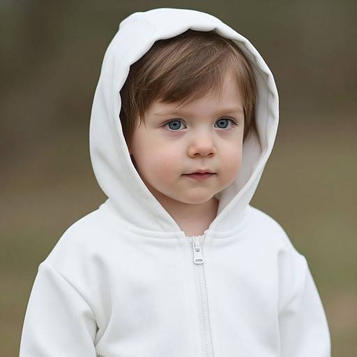 Child in White Hooded Outfit
