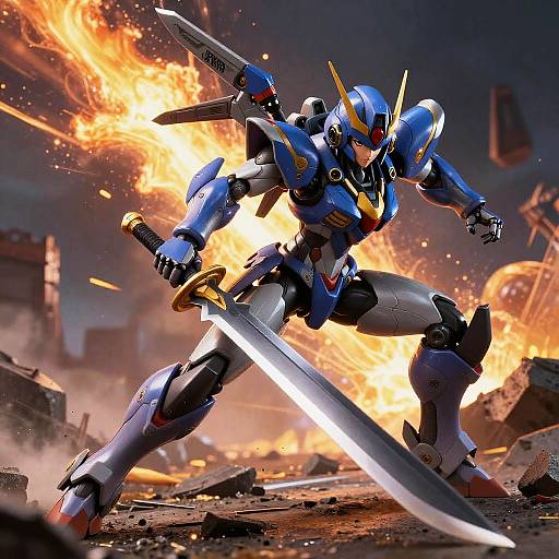 Epic Mecha Anime Battle Scene