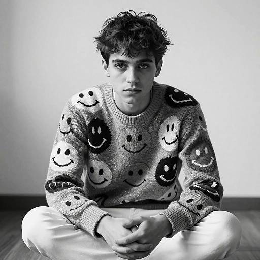 Monochrome Portrait of Sweatered Youth