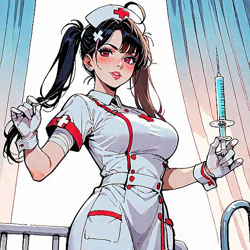 Anime Nurse with Twin Tails and Syringe