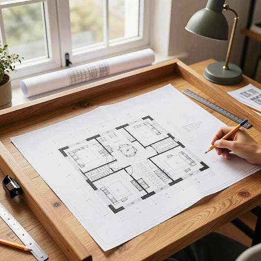 Modern Wooden Drafting Table Workspace