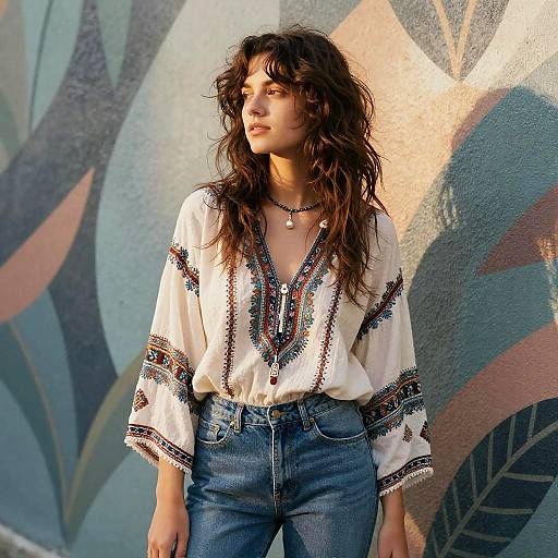 Bohemian Shag Hairstyle Fashion Portrait