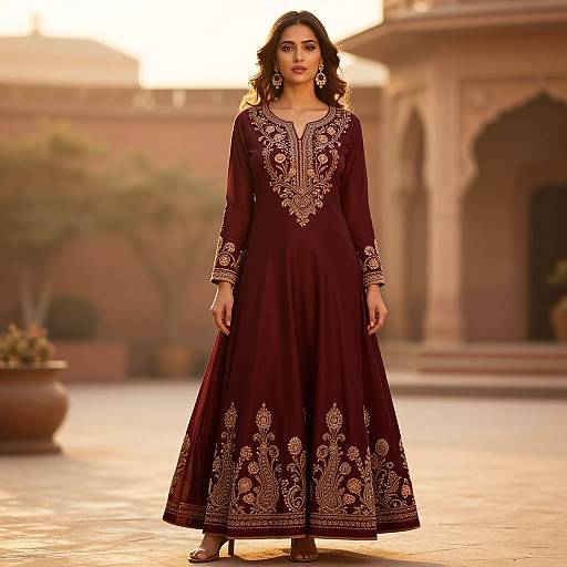Luxurious Maroon Anarkali Suit