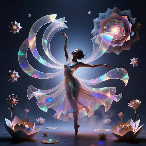 Bioluminescent Liquid-Origami Dancer in Motion