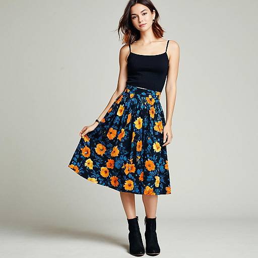 Casual Chic Woman in Floral Skirt