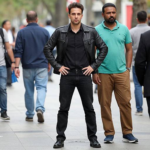 Man in Black Leather Jacket Pose
