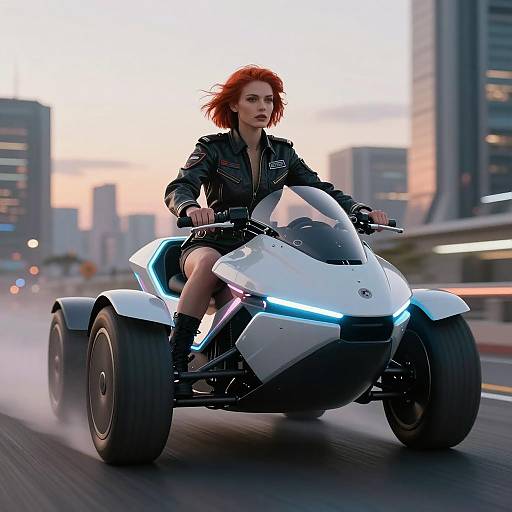 Futuristic Female Pilot on Neon Hoverbike