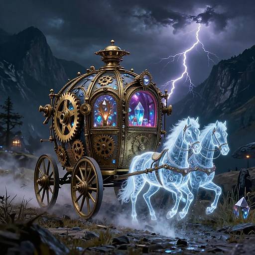 Steampunk Wizard's Wagon at Midnight