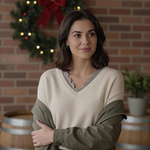 Charming Woman in Festive Atmosphere