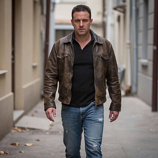 Gritty Urban Man Walking Alley