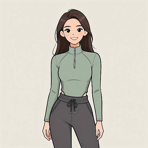 Smiling Woman in Sporty Casual Outfit