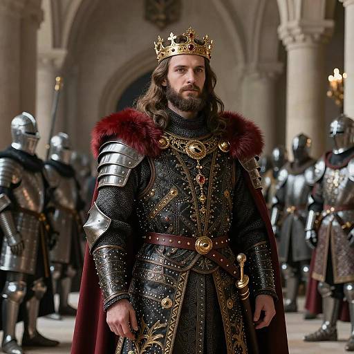 Majestic Medieval King in Grand Hall