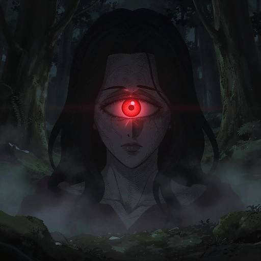 Mysterious Anime Figure with Scarlet Eye