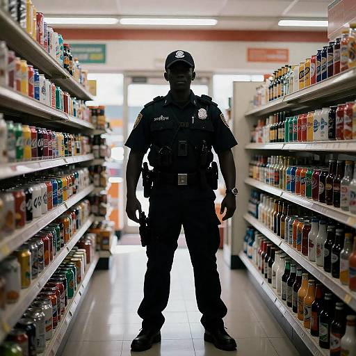 Silhouette of Officer in Convenience Store