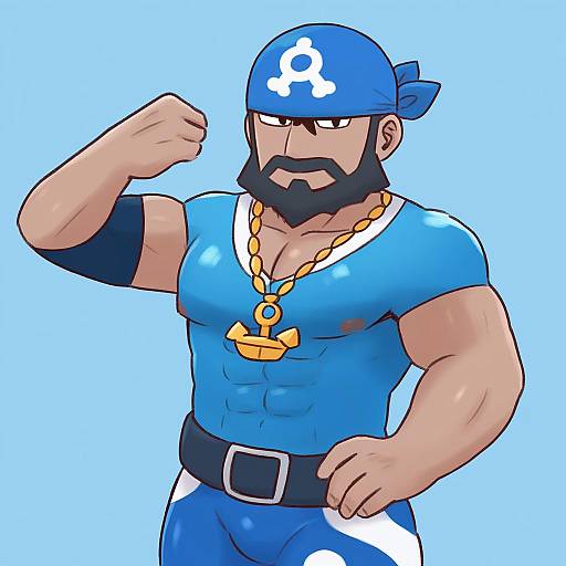 Illustration of Archie (pokemon), pokemon in the style of Batta (ijigen debris)