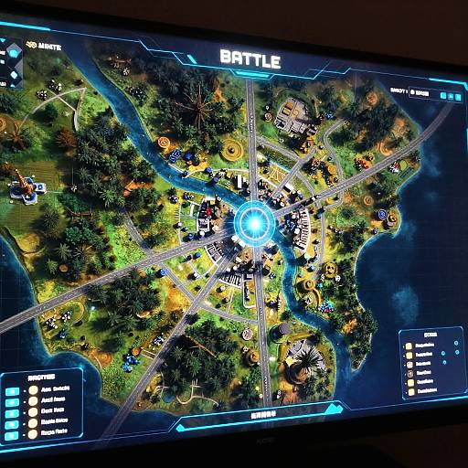 Futuristic Holographic Battle Map Interface