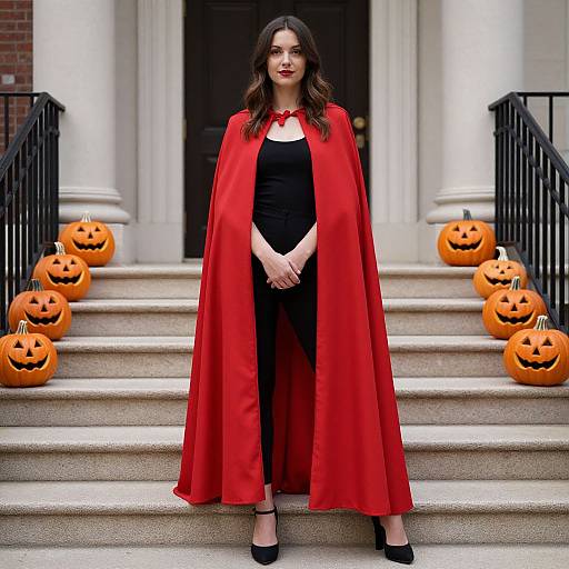 Woman in Red Halloween Cape