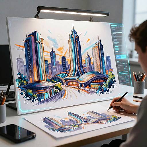 Futuristic Holographic Art Station