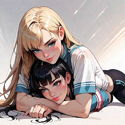 Anime Girls Wrestling in Camel Clutch