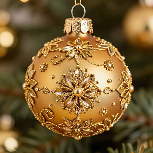 Golden Floral Christmas Ornament