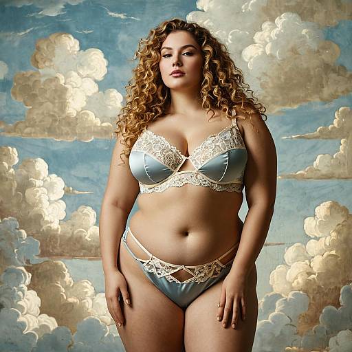 Voluptuous Woman in Renaissance Style Lingerie