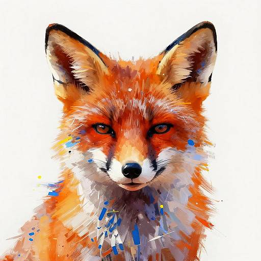 Vibrant Digital Painting of a Fox