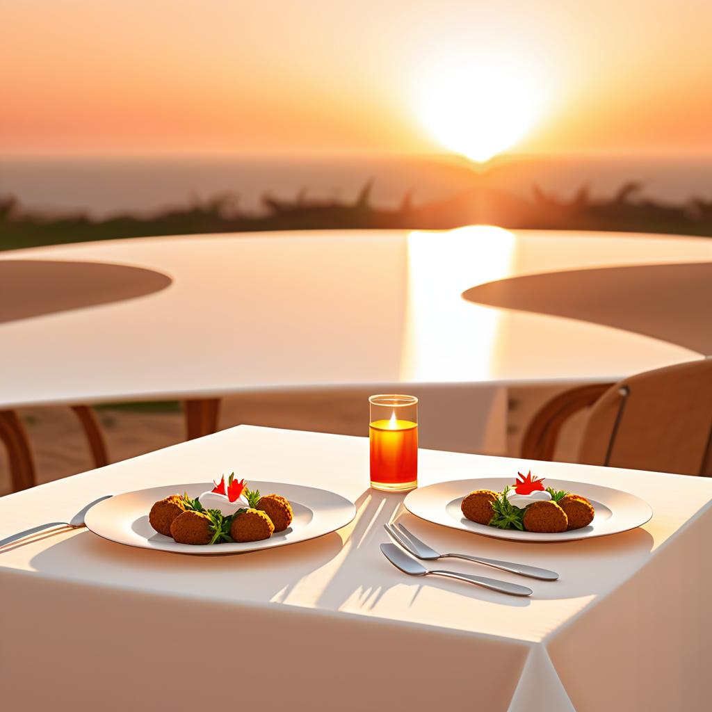 Elegant Falafel Wrap at Sunset Table