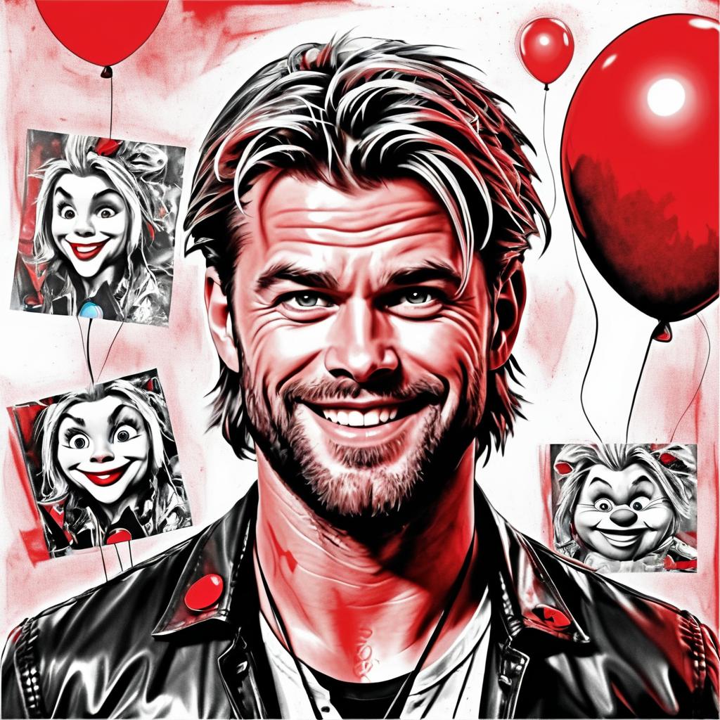 Surreal Grunge Cartoon of Chris Hemsworth