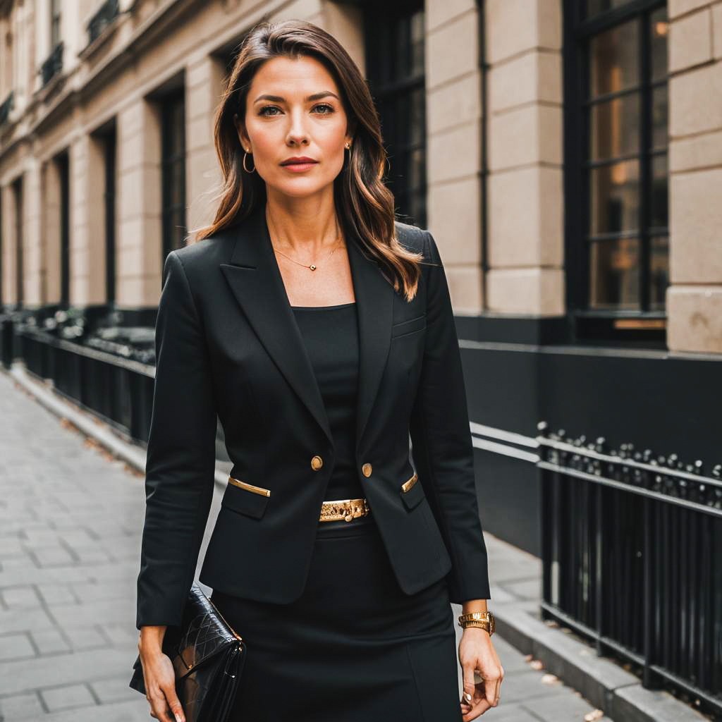 Confident Businesswoman in Urban Street Style