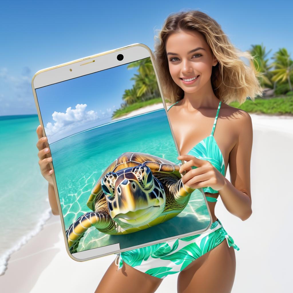 Underwater Beach Selfie with Sea Turtle