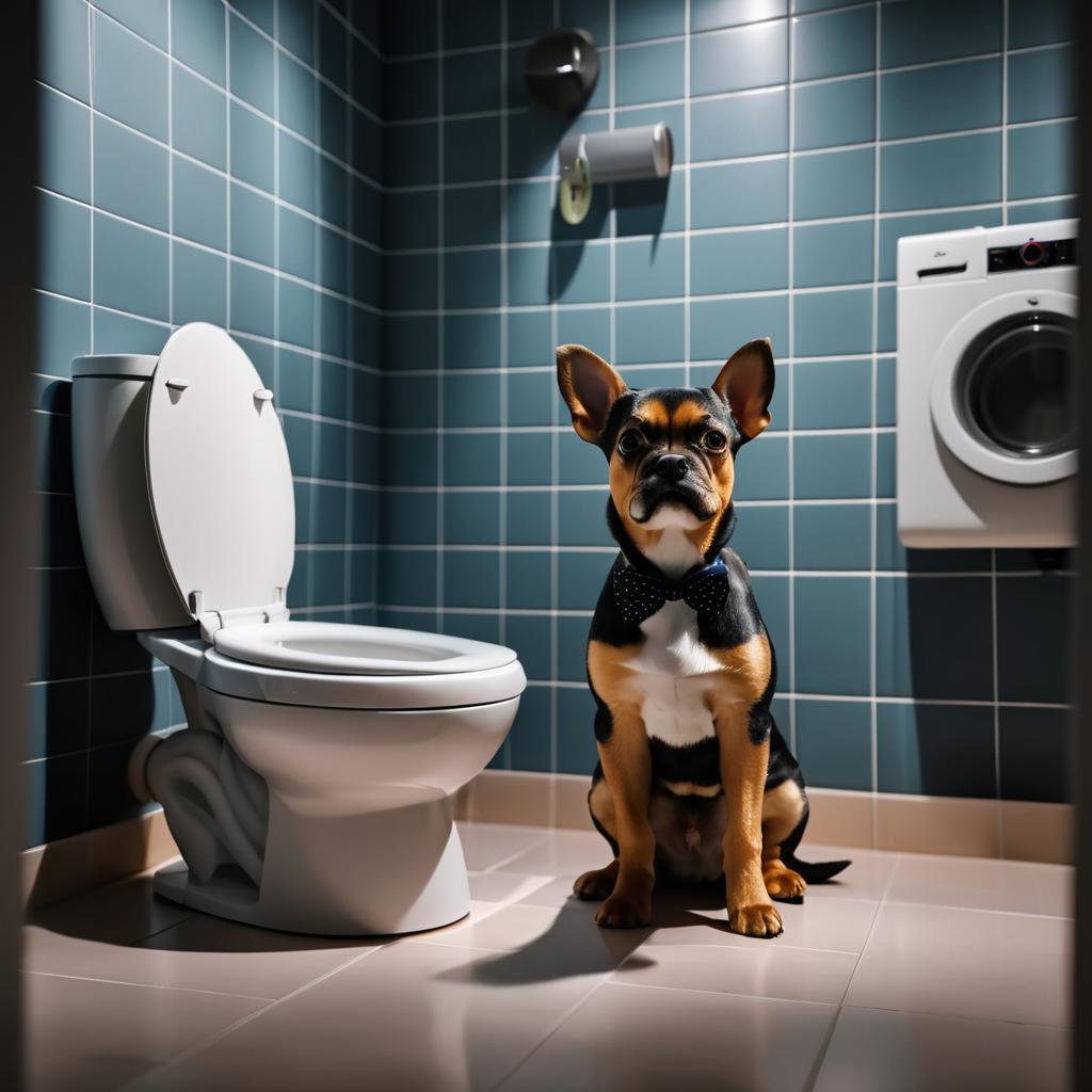 Humorous Dog on Toilet Photo