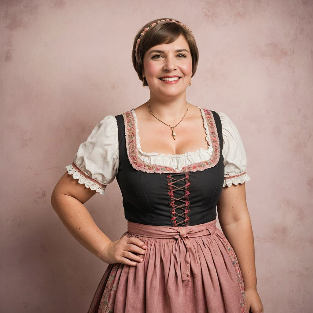 Cheerful Festival-Goer in Bavarian Dirndl