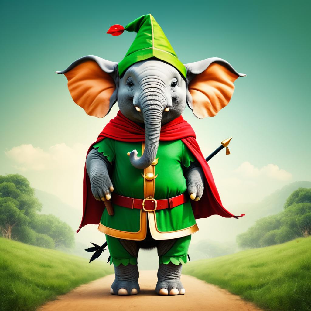 Whimsical Elephant as Robin Hood