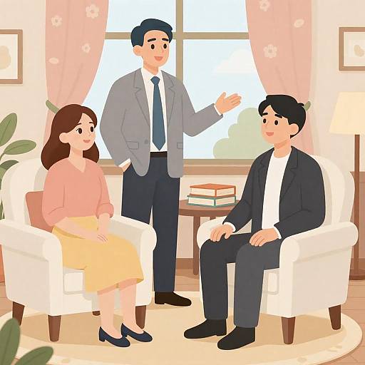 Vibrant Living Room Scene with Friends