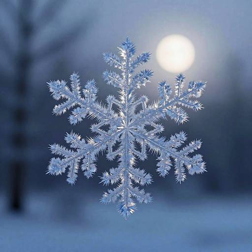 Twilight Snowflake in Winter Forest