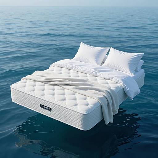 Cyberpunk White Mattress Floating Ocean