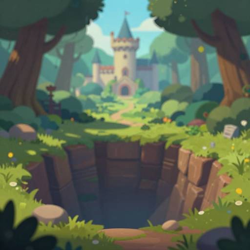 Blurry Cartoon Forest with Endless Pit