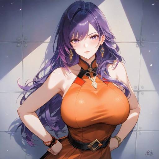 Stylish Girl in Orange Dress Art