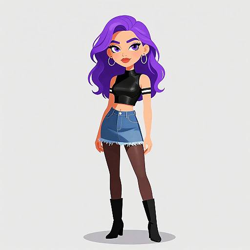 Edgy Woman in Casual Leather Outfit